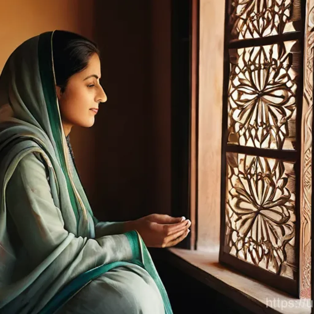 내면의 목소리에 귀 기울이는 법 - **A serene portrait of an adult individual, dressed in modest traditional South Asian attire (such a...