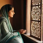 내면의 목소리에 귀 기울이는 법 - **A serene portrait of an adult individual, dressed in modest traditional South Asian attire (such a...