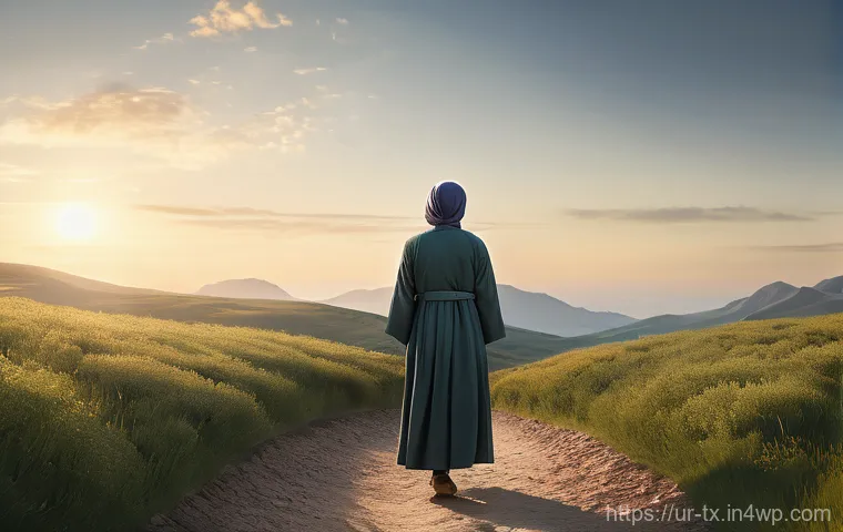 내면의 목소리에 귀 기울이는 법 - **A visually rich depiction of an adult individual, wearing contemporary yet modest clothing, standi...