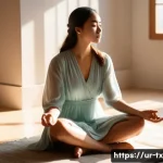 인생의 전환점에서 내면의 지혜 찾기 - **Prompt: Inner Serenity and Emerging Light**
    A young woman in her late twenties, with a serene ...