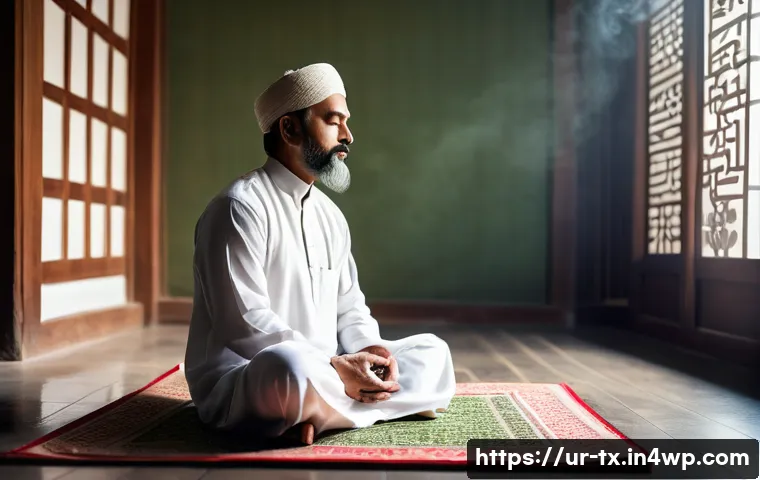 내면의 지혜를 통한 인생 계획 세우기 - A serene scene depicting a thoughtful middle-aged South Asian man sitting cross-legged on a traditio...