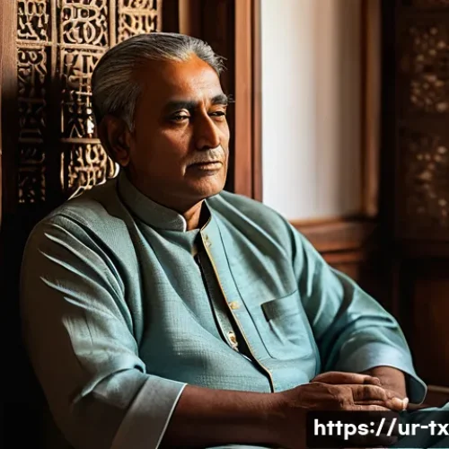 Home 31 내면의 지혜에서 얻는 삶의 통찰 - A serene middle-aged South Asian man sitting quietly in a traditional Urdu-style living room, wearin...